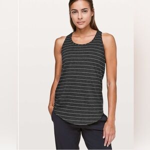 Lululemon Love Tank Pleated Short Serve Stripe Heathered Black White